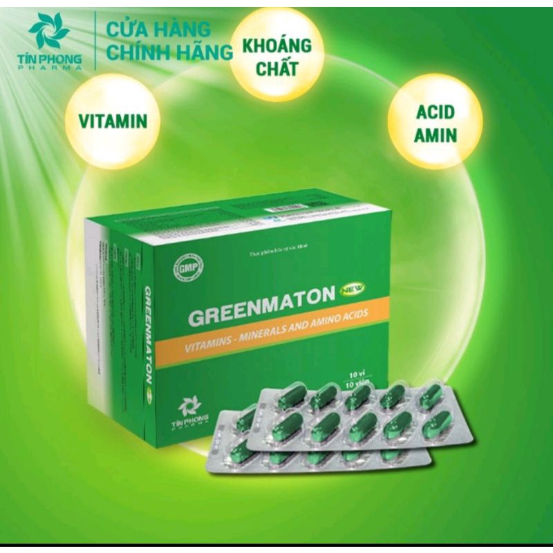 Greenmaton hộp 100v bổ sung vitamin giúp ăn ngon ngủ tốt