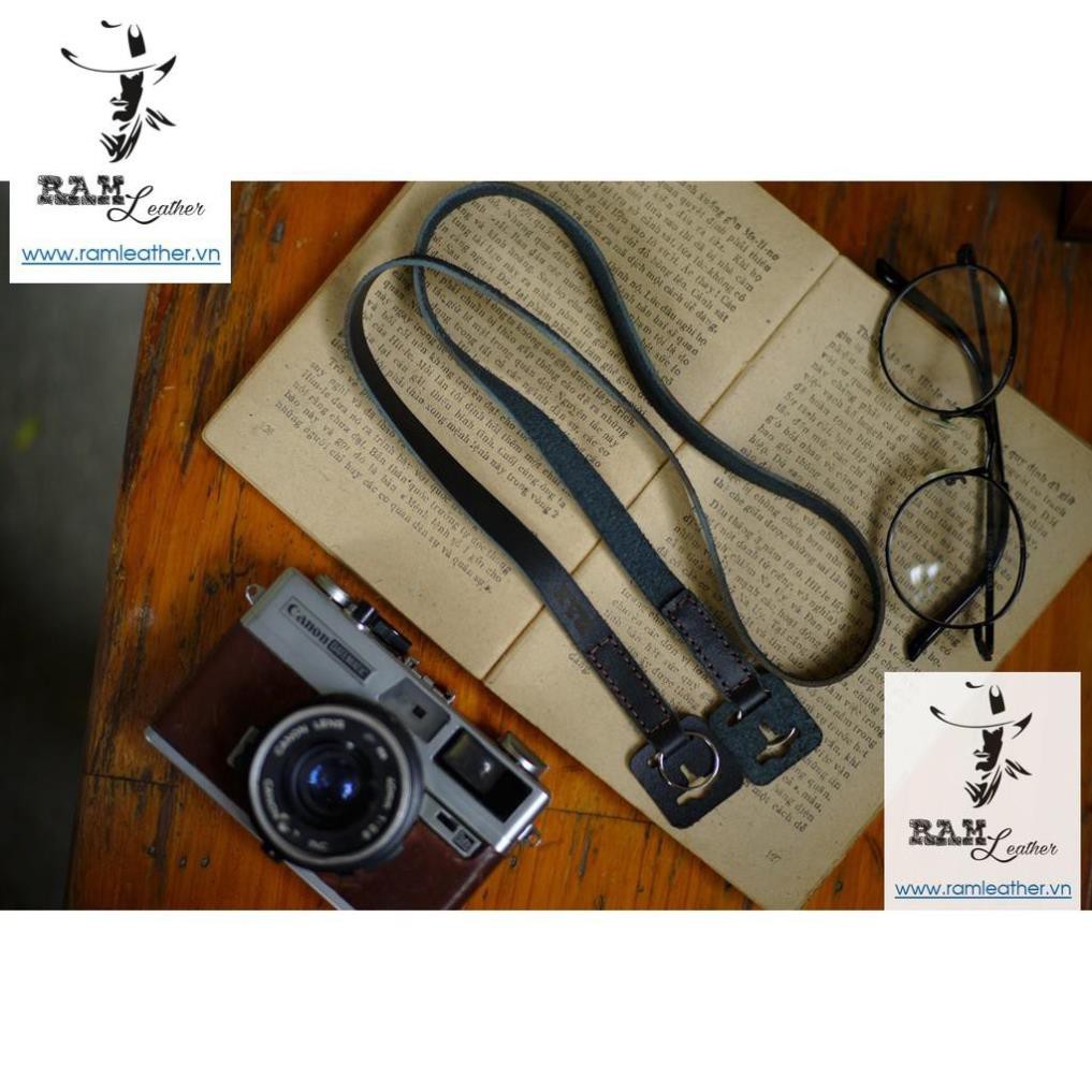 DÂY MÁY ẢNH DA BÒ THẬT MÀU ĐEN - RAM A2 BLACK CHỈ  - RAM LEATHER