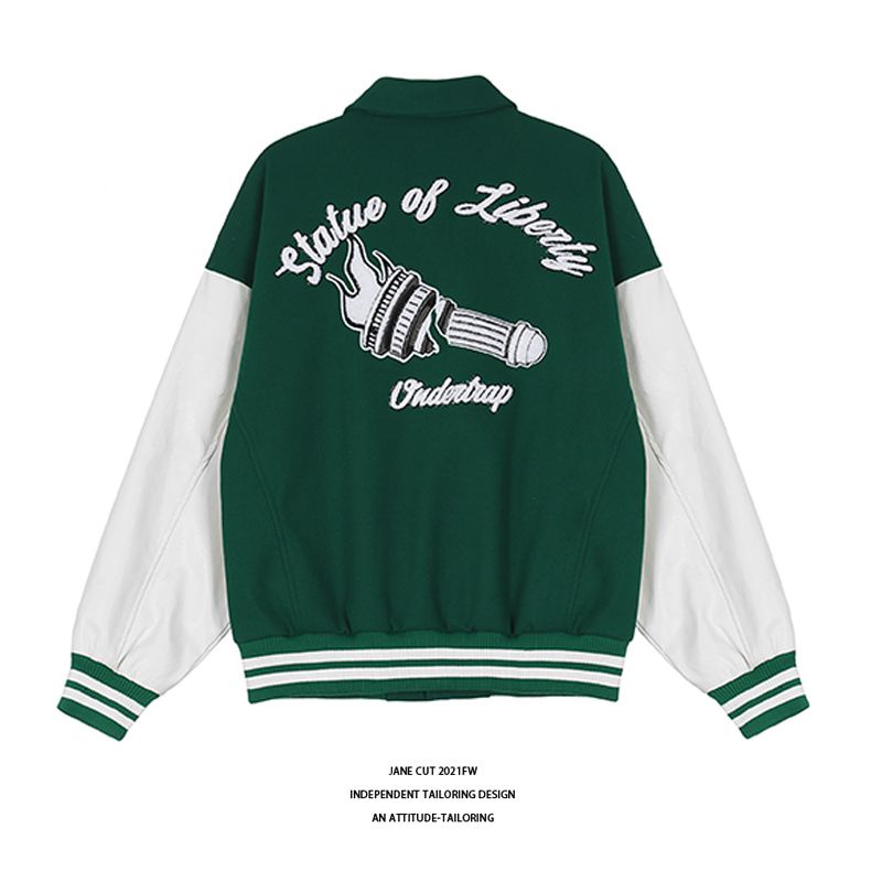 Áo khoác varsity jacket Undertrap phối tay da