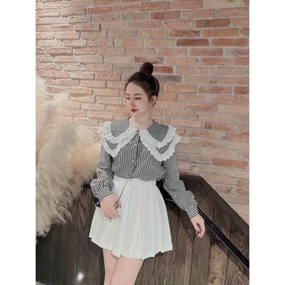 Áo sơ mi kẻ cổ bèo xinh xắn