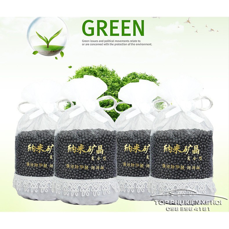 Gói 300g than tre hoạt tính carbon khử mùi ô tô, xe hơi