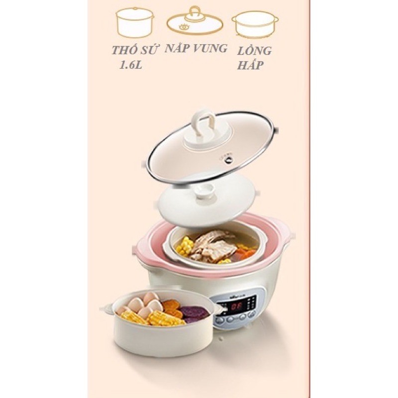 Bản Quốc Tế Bảo Hành 18 Tháng Nồi Nấu Cháo Chậm Bear 1,6L Ninh Hầm Hấp