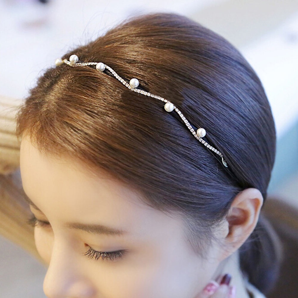 Cài Tóc Đính Đá Phối Ngọc Trai Đơn Giản Thanh Lịch Cho Nữ