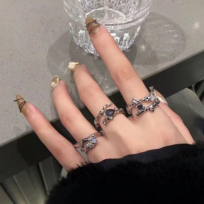 Bộ 3 Nhẫn Hợp Kim Đính Đá Zircon Nhân Tạo Thời Trang