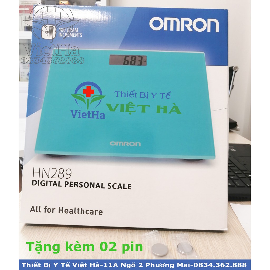 Cân sức khoẻ điện tử Omron HN-289 màu xanh Tặng Kèm 2 Pin