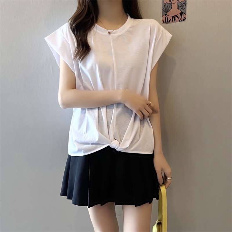 SUXI Áo Thun Ngắn Tay Cổ Tròn Màu Sắc Đơn Giản Thời Trang Mùa Hè Cho Nữ