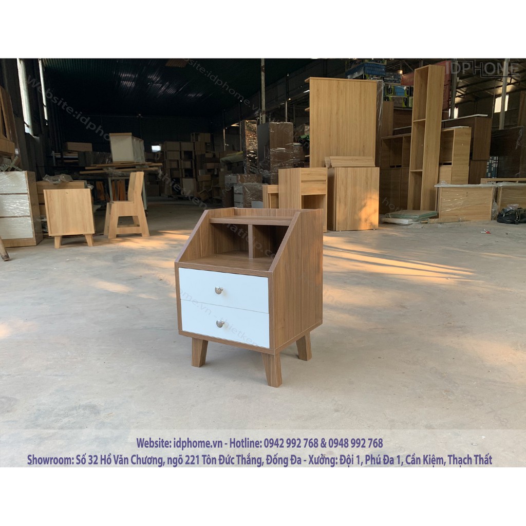 Táp đầu giường 2 ngăn kéo chân gỗ SP6828 | BigBuy360 - bigbuy360.vn