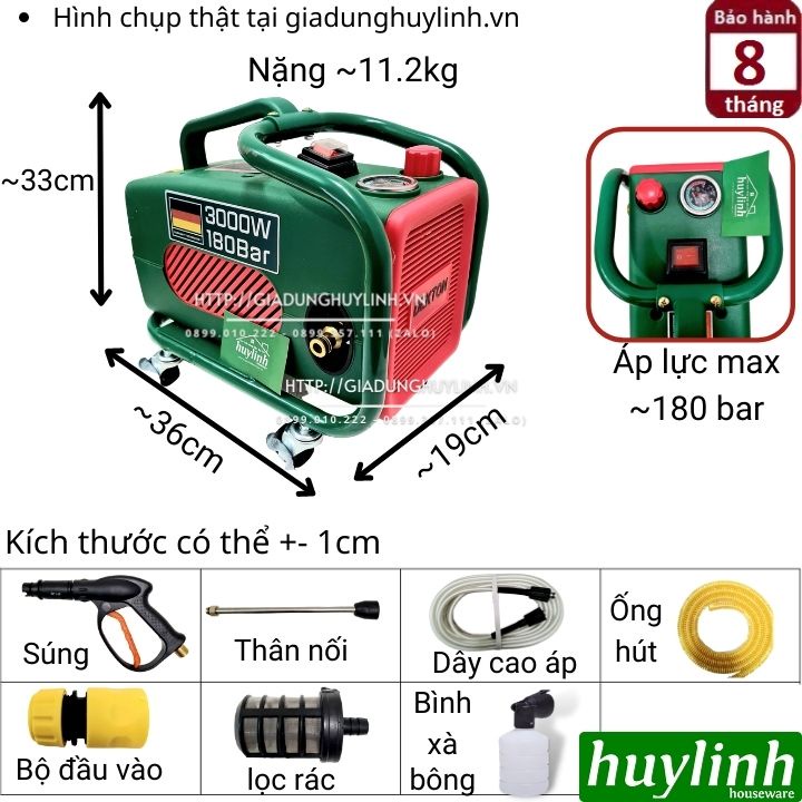 Máy xịt rửa xe chỉnh áp Dekton DK-CWR3000F - 3000W