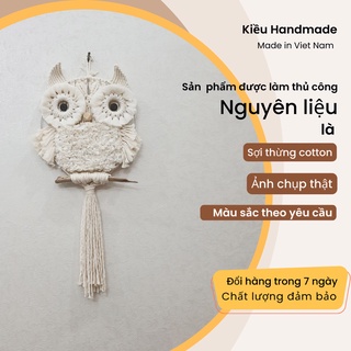 Cú macrame trang trí tường - ảnh thật-nhiều màu