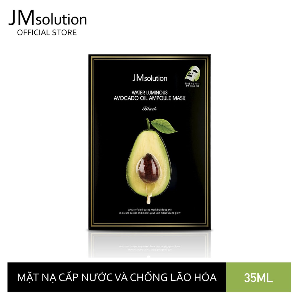 Mặt Nạ chiết xuất quả bơ Jmsolution Water Luminous Avocado Oil Ampoule Mask Black 35ml