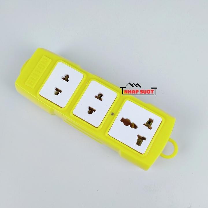 Ổ cắm điện chịu tải 6000W ELITON 3 ổ cắm, lõi sứ chịu nhiệt,vỏ nhựa chịu va đập, nhựa PC chống cháy, lò xo chống mô ve
