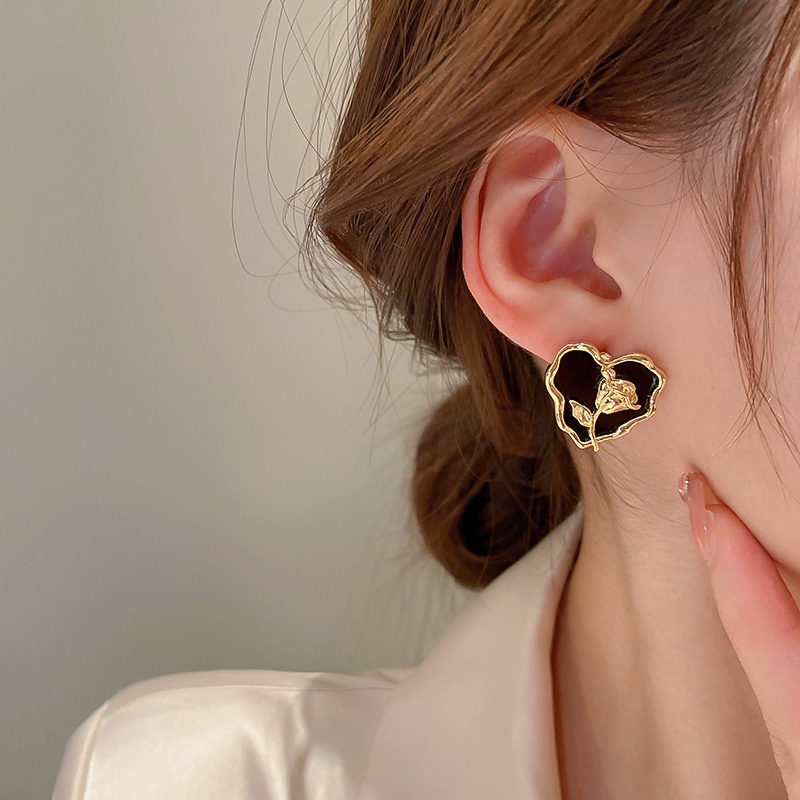 Bông Tai Mạ Bạc 925 Hình Trái Tim Ba Chiều Thời Trang 2022