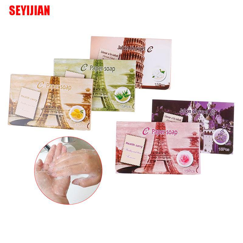 Hộp 15 Xà Phòng Giấy Mini Dùng Một Lần Tiện Lợi Khi Đi Du Lịch