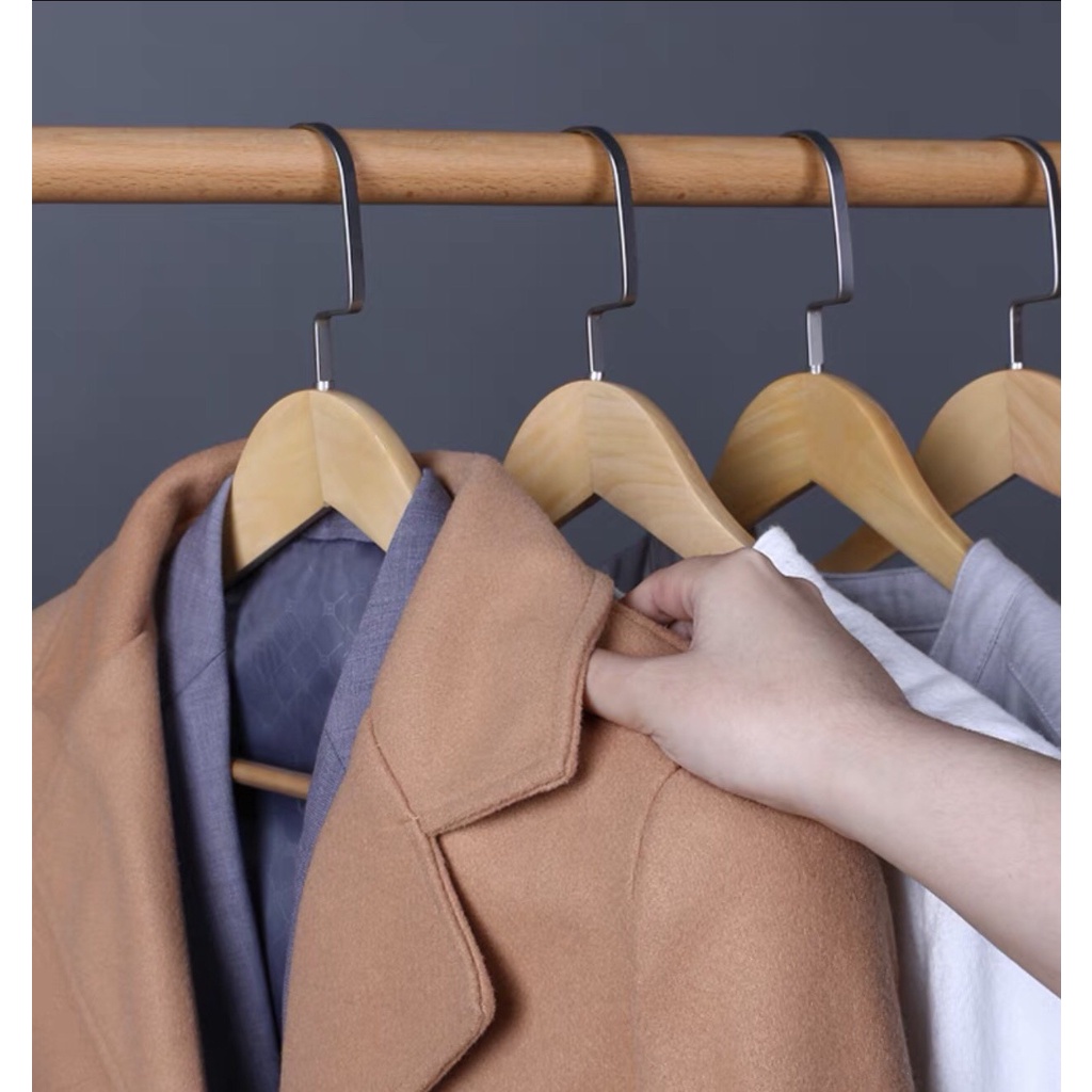 Móc treo quần áo vest vàng- Móc treo quần áo-mắc cao cấp làm từ gỗ tự nhiên 100%-vai dày 5cm
