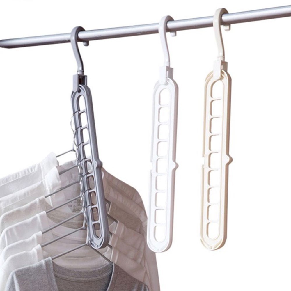 Móc treo quần áo 9 lỗ tiện dụng màu sắc ngẫu nhiên