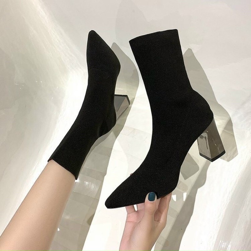 Bốt len cao gót tráng gương Cao Cấp - giày boots nữ gót 7cm cổ ôm chân Top Bán Chạy Bốt Nữ | WebRaoVat - webraovat.net.vn