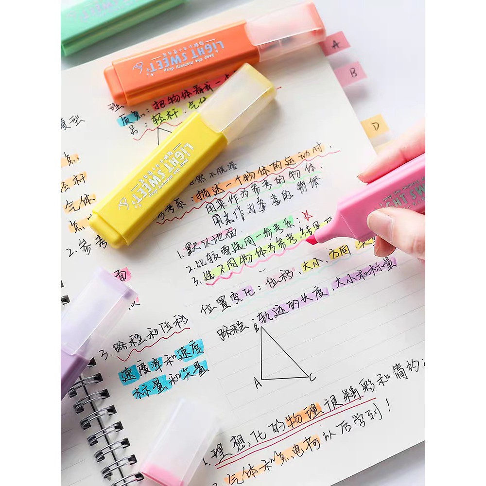 Bút dạ quang -Bút nhớ nhiều màu tùy chọn hỗ trợ ghi nhớ công việc, việc học tập dễ dàng hơn