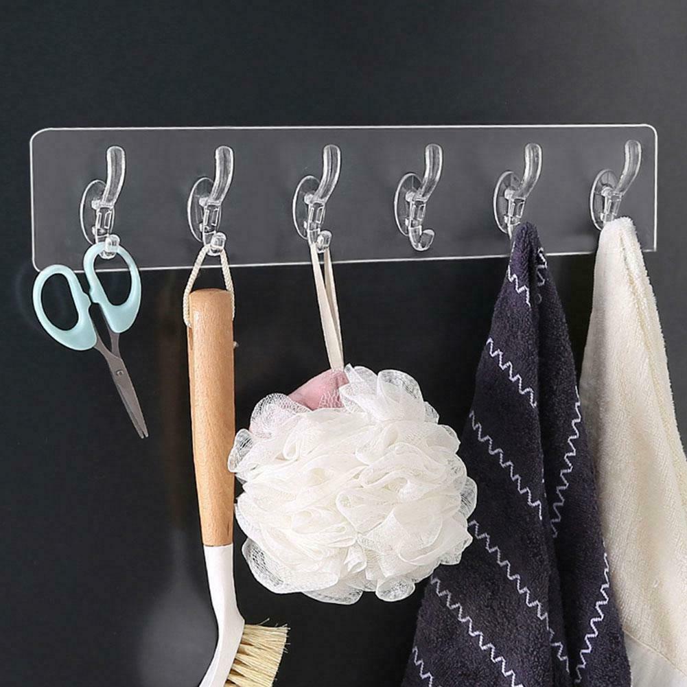 Móc treo quần áo dán tường không cần đóng đinh trong suốt A5J9
