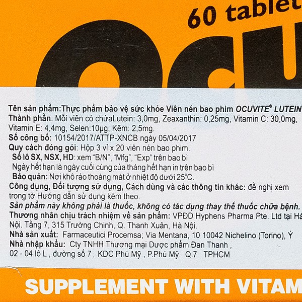 Viên Uống Vitamin Bổ Mắt Eye Ocuvite Lutein (Hộp 60 Viên)