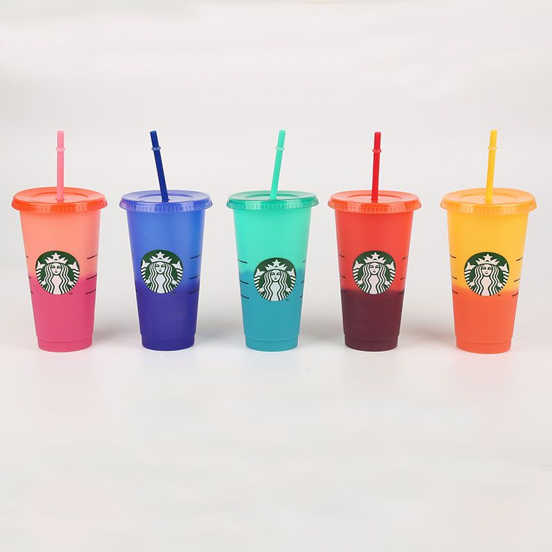 Ly nhựa lạnh STARBUCKS thay đổi màu sắc có thể tái sử dụng