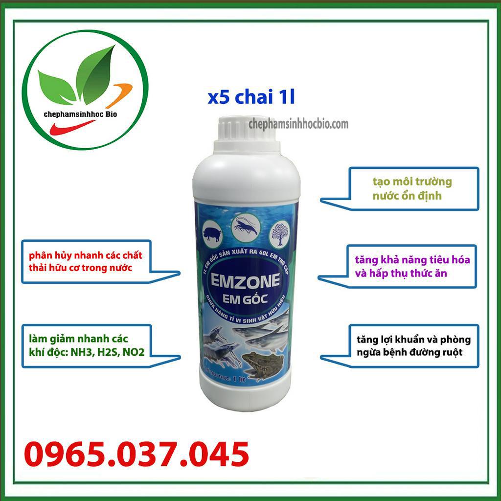 combo 5 chai EM Gốc Chế phẩm sinh học EM gốc - Emzone. Chai 1L