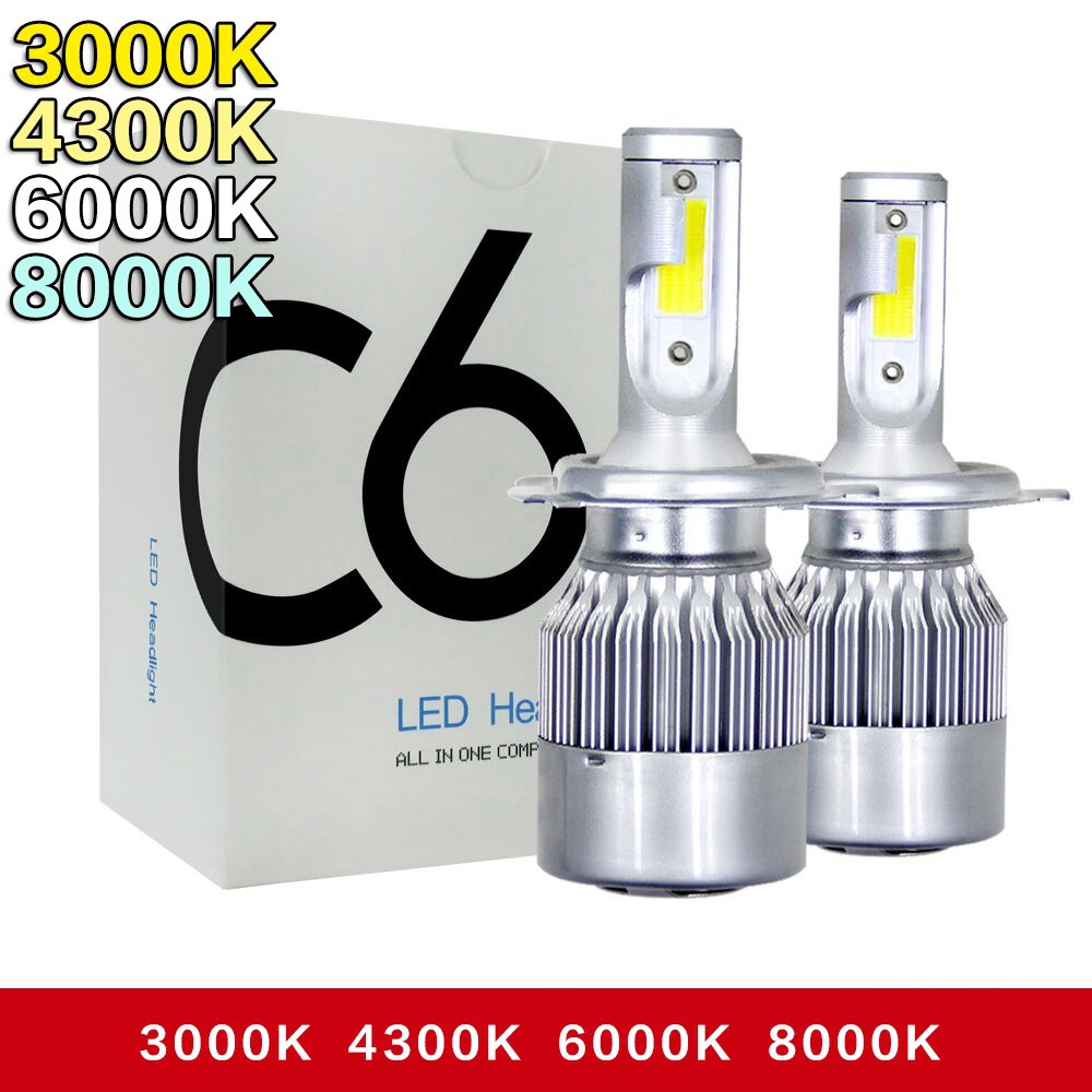 Set 2 Bóng Đèn Pha LED C6 H4 H7 H11 H1 HB3 HB4 9006 9005 H3 Cho Xe Hơi