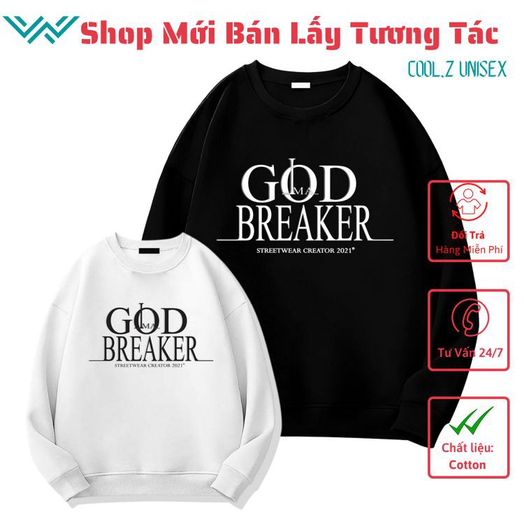 Áo Sweater God Breaker phong cách Ulzzang Hàn Quốc tay dài họa tiết  cá tính CoolZ CZ609