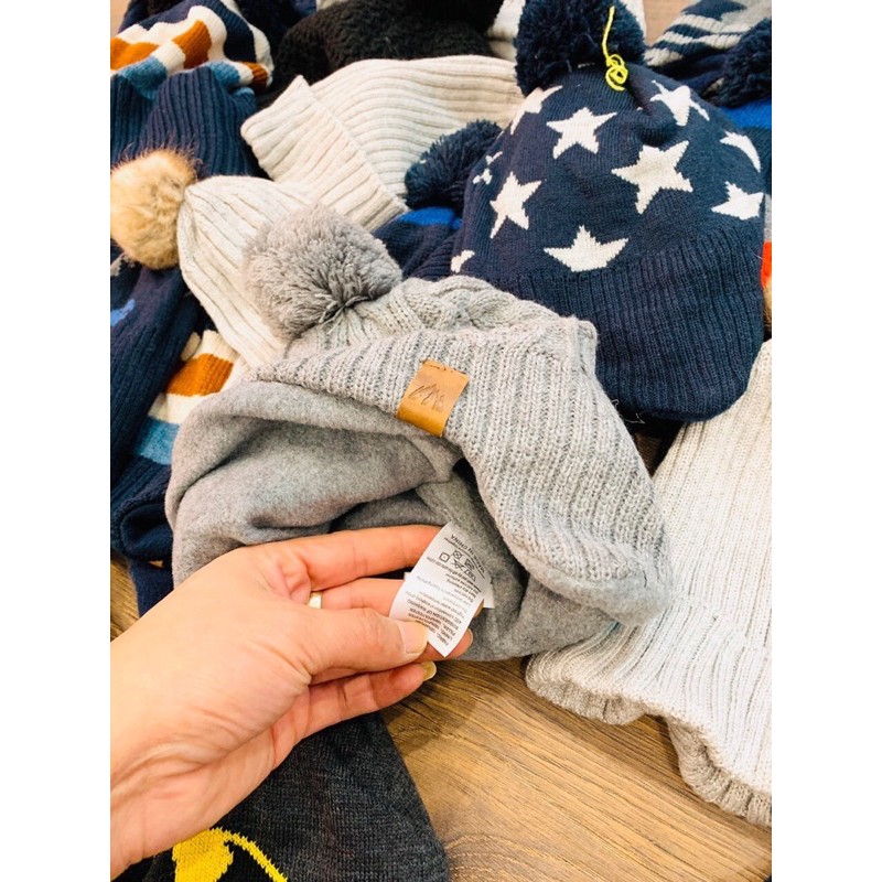 Mũ len lót nỉ Hm dư xịn cho bé trai/bé gái