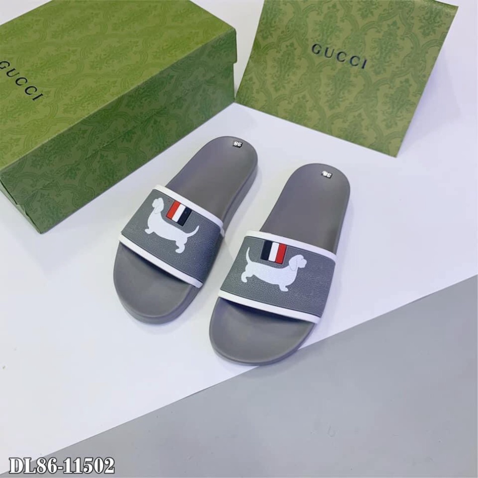 [FREE SHIP] Dép Lê Nam Quai Ngang Thom Browne Phối Viền Trắng Cực Đẹp - Dép Lê Nam Đế Cao Su Đúc Chống Nước