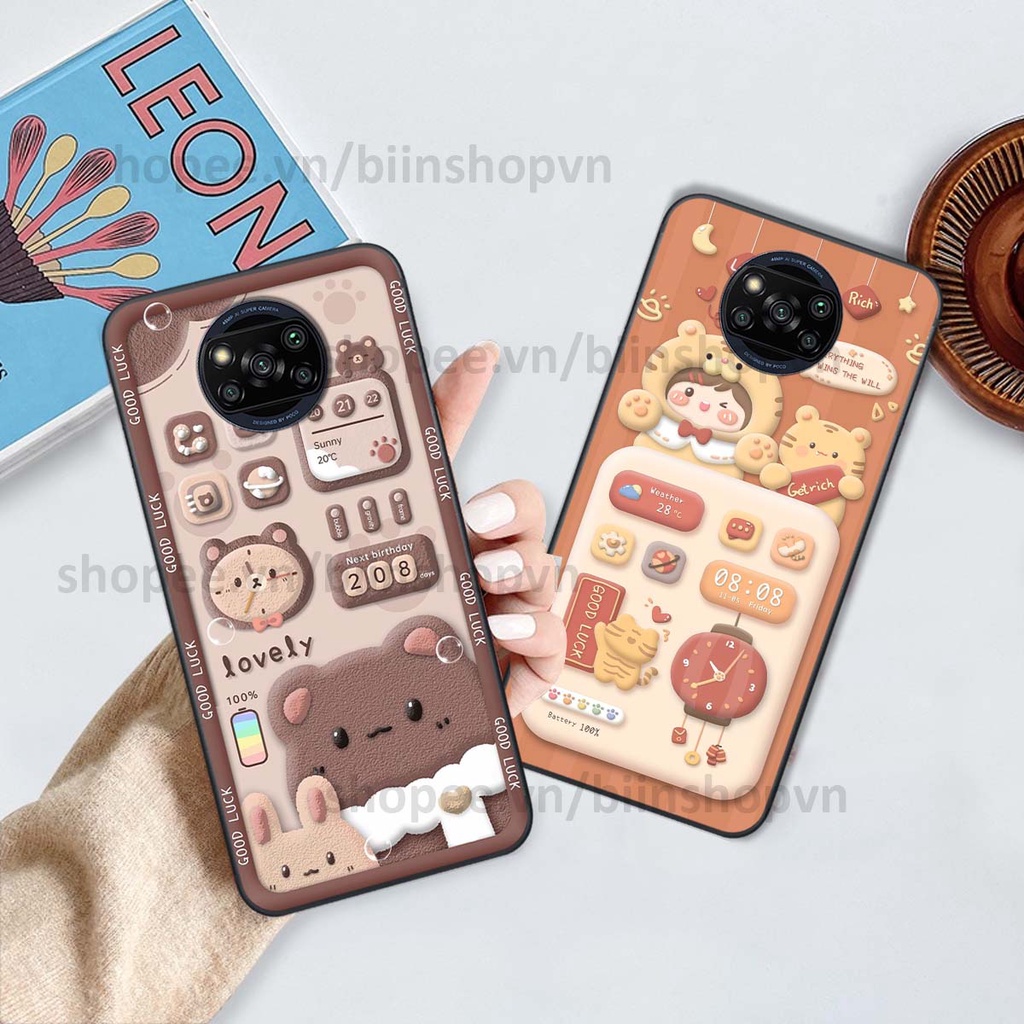 Ốp Xiaomi Poco X3 / Poco X3 Pro in 3D icon gấu nổi siêu xinh, siêu đáng yêu, cá tính phong cách
