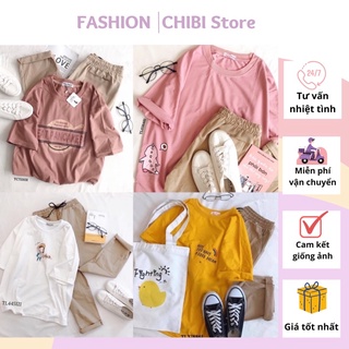 Set Đồ Áo thun In Hình dễ thương quần Kaki sữa [FREESHIP]Đồ Bộ Áo thun Tay Lỡ form rộng ulzzang🌸