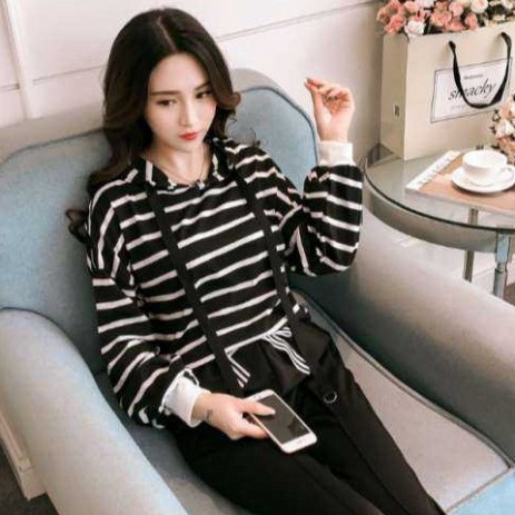 Sale 69% Set Đồ Thể Thao Dài Tay Phong Cách Hàn Quốc Dành Cho Nữ, Black,m Giá gốc 245000đ- 126B7