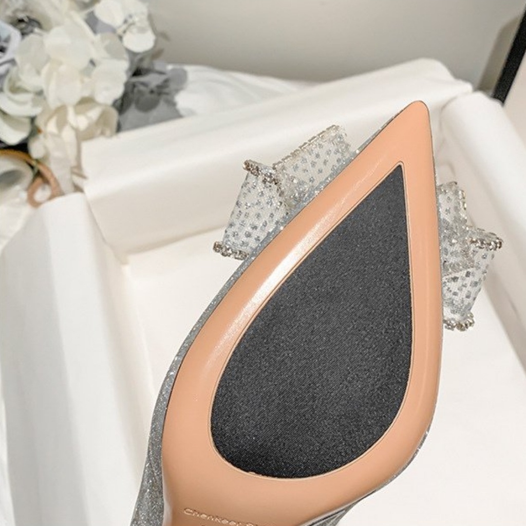 Giày cao gót, giày gót nhọn nữ nhũ đá chùm cao cấp - GCG019