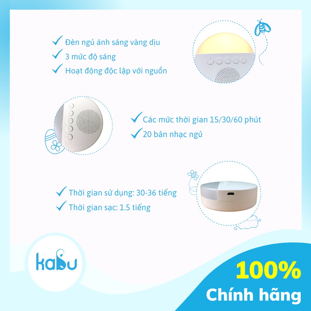 KABU - Máy Tạo Tiếng Ồn Trắng WhiteNoise Giúp Bé Ngủ Ngon Sâu Giấc, Xóa Tạp Âm