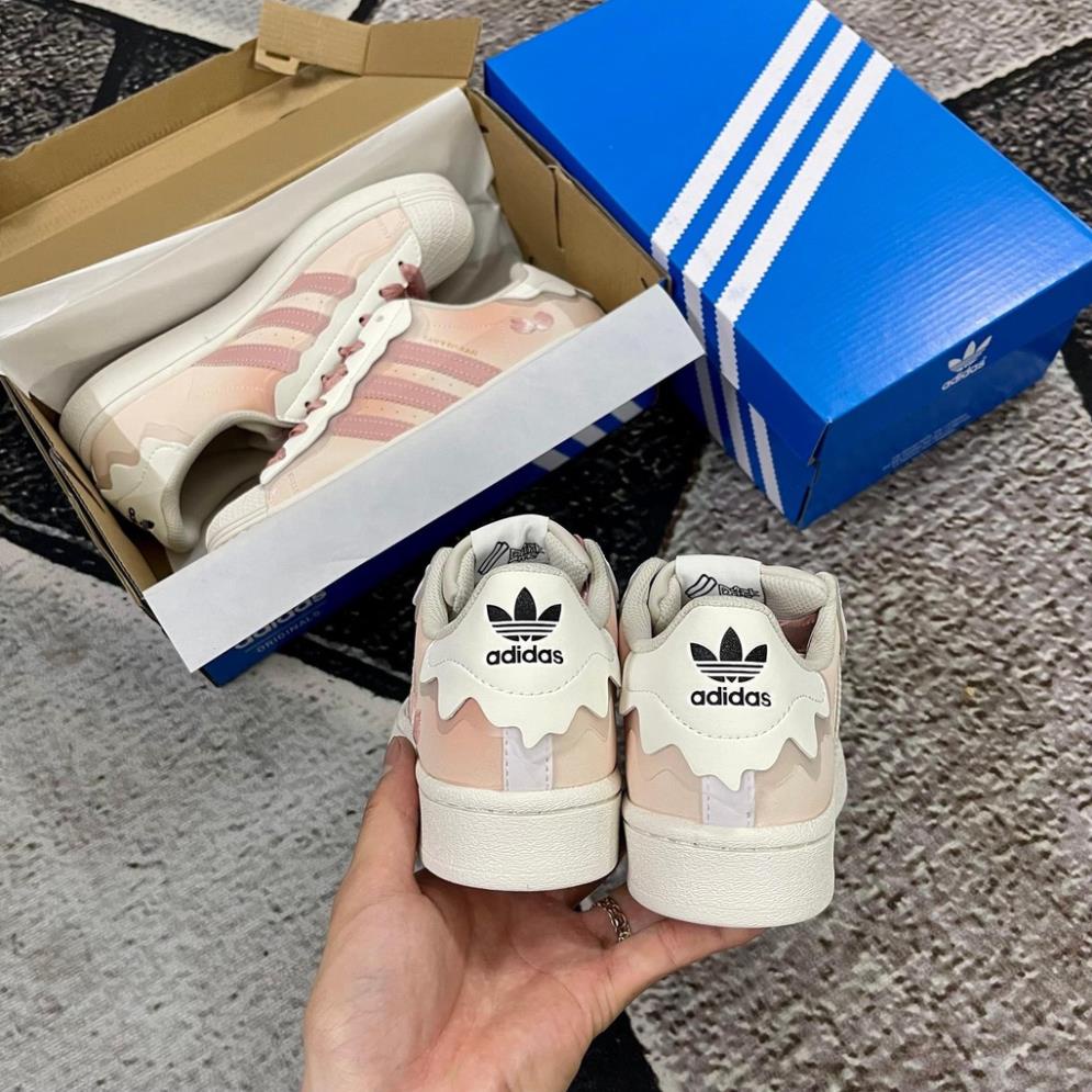 Giày adidas superstar, Das Sò, màu hồng kem bản S.C 2022 dây hồng full box - giấy gói