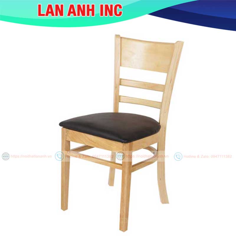 Ghế bàn ăn đẹp cabin gỗ cao su màu tự nhiên giá rẻ LAGG18