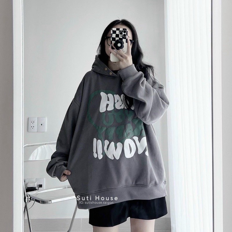 ÁO KHOÁC NỈ HOODIE CHUI ĐẦU NÓN TO WISH YOU HAPPY GỒM 3 MÀU SIÊU HOT