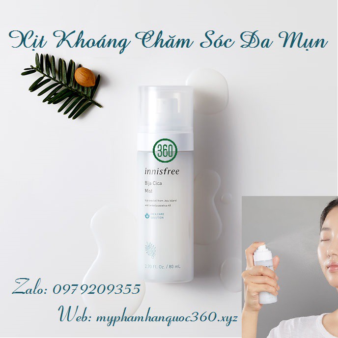 [new] Xịt khoáng Chăm Sóc Da Mụn Innisfree Bija Cica Mist 80ml