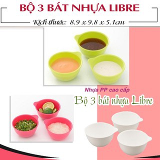 Bộ 3 bát nhựa Libre Inomata - Trắng/Xanh/Hồng