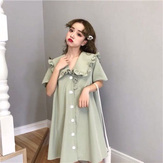 Váy suông cổ bèo tiểu thư xinh xắn