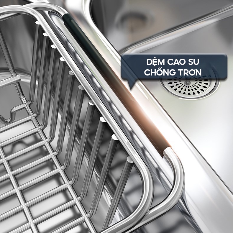 [LIFEMALL250156] Giá Inox VANDO 304 Để Đồ Trong Bồn Rửa Đa Năng Chứa Vật Dụng Nhà Bếp, Hoa Quả, Bát Đĩa Sạch Sẽ Khô Ráo