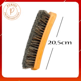 Bàn chải đánh giày lông bờm ngựa cao cấp mềm dài 20,5cm | Bàn chải lông ngựa đánh giày