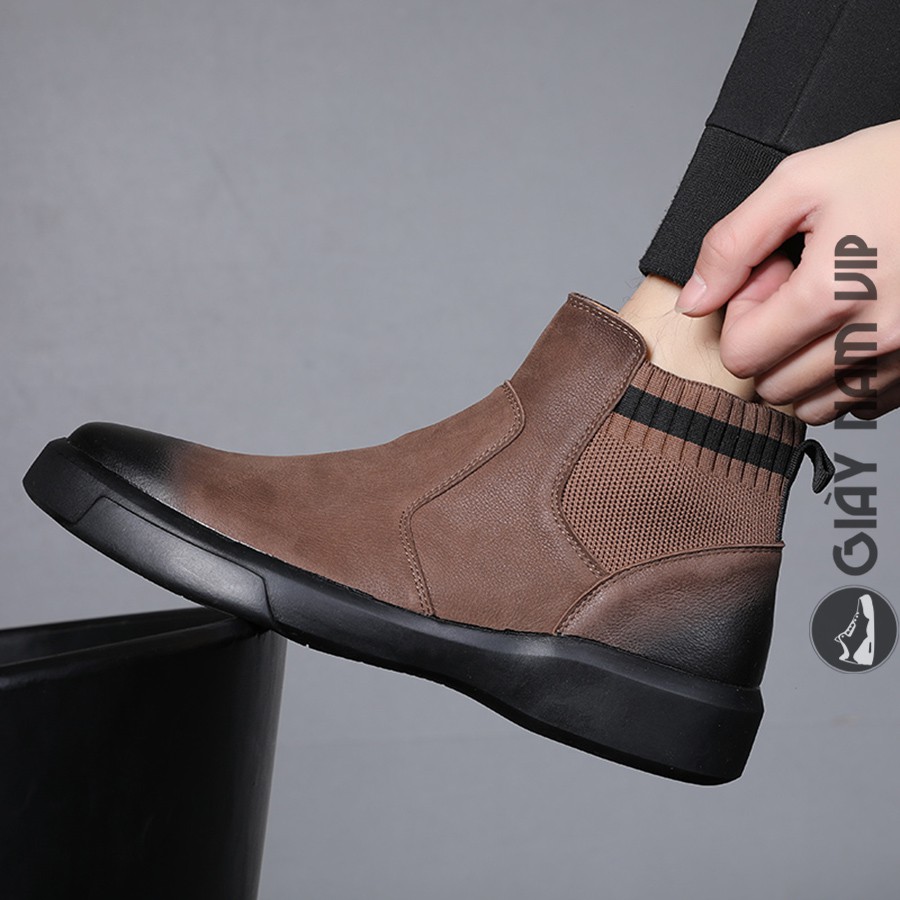 Giày Bốt Nam Da Thật Cổ Cao Đẹp Hàn Quốc GIAYNAMVIP Giày Chelsea Boot Nam Công Sở Cao Cấp GNK101