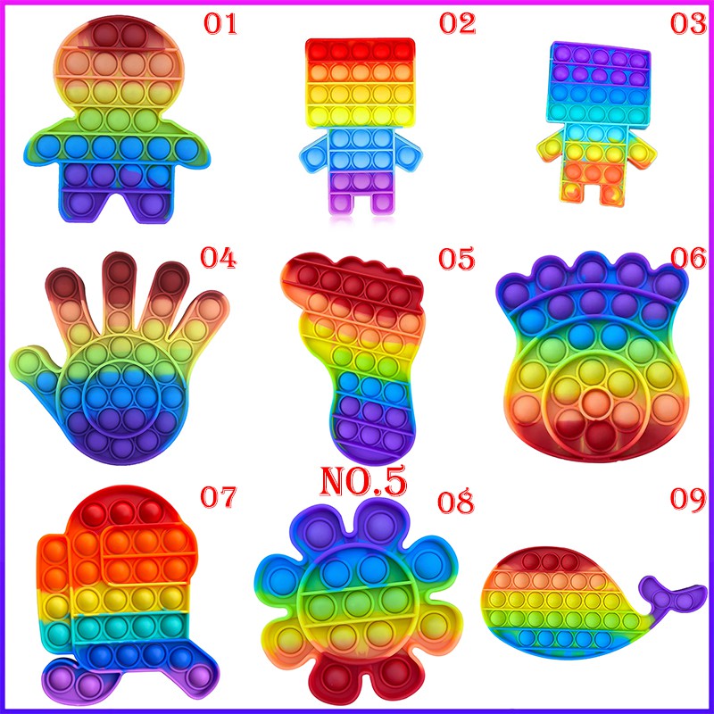 Đồ chơi nắn bóp bong bóng màu cầu vồng thư giãn giảm căng thẳng cho người lớn và trẻ em
