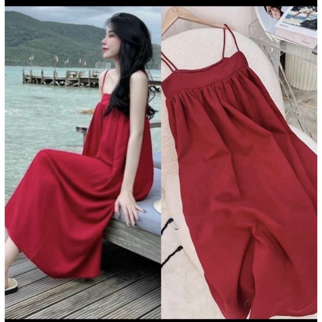 Váy Bầu 2 dây bản nhỏ ,mặc đi biển , đi du lịch siêu xinh, dáng xuông , bèo nhúm ôm ngực ☘️freesize 43-68kg-VB64