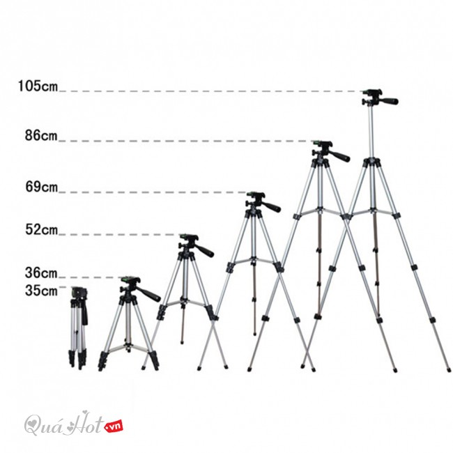 Tripod 3110A, Giá Đỡ 3 Chân Có Kẹp Giữ Điện Thoại,Thước Cân Bằng Cấu Trúc Nhôm Chịu Lực Tặng Túi Vải Đựng