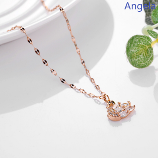 Dây Chuyền Thép Titan Mạ Vàng 18k Mặt Thiên Nga Đính Đá Sang Trọng