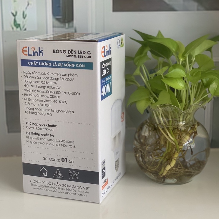 Bóng Đèn Led Trụ Nhôm ELink Công Suất 40W Cao Cấp, Ánh Sáng Trắng, Thiết Kế Trụ Nhôm Hàng Chính Hãng