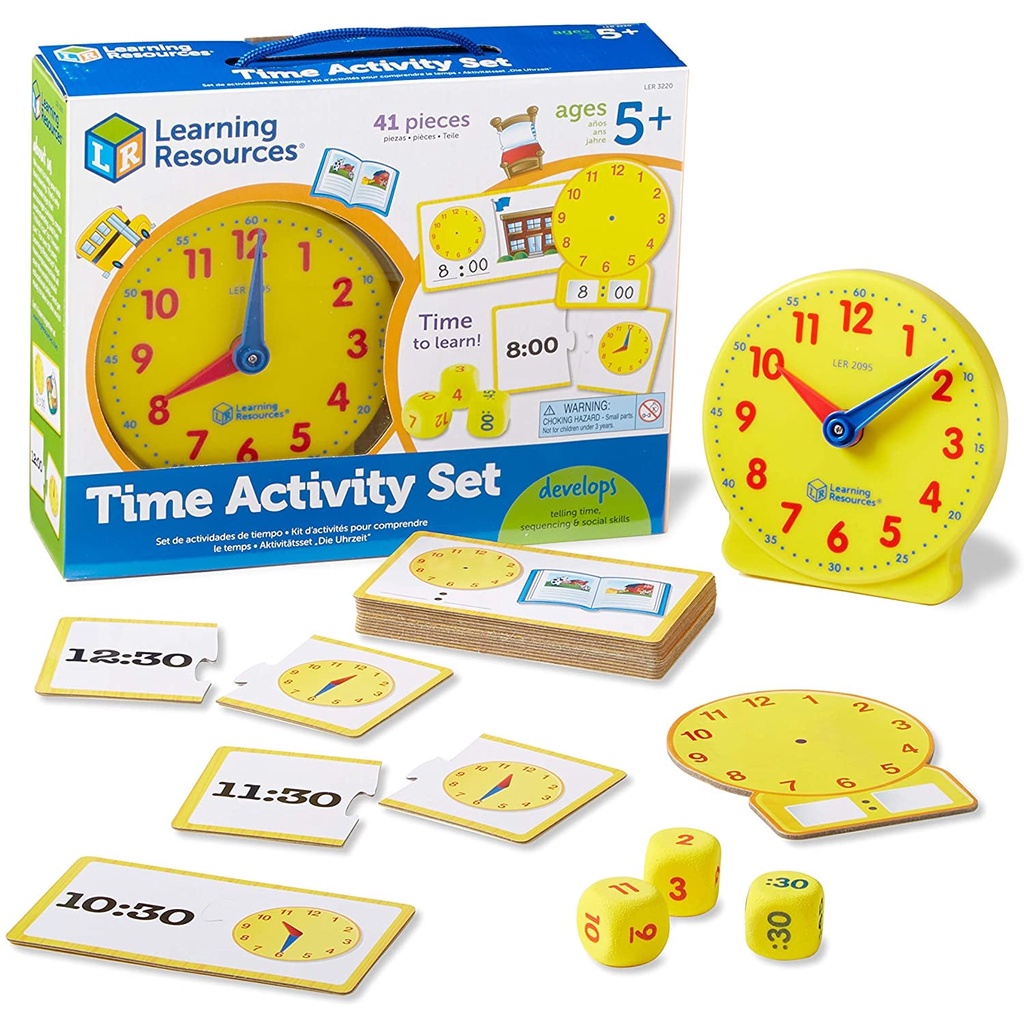Bộ học xem giờ -24 thẻ ghép hình -12 thẻ xóa viết thông minh -Time activity set