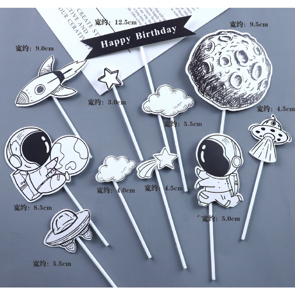 10 set cắm phi hành gia trang trí bánh